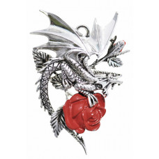 Draca Rosa Pendant for Charisma and Courage by Anne Stokes - Dragon with Rose