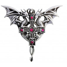 Duos Celtica Pendant for Triumph in Life and Love by Anne Stokes - Dragon with Cross