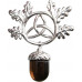 Triskel Oak Pendant for Personal Growth and Development by Anne Stokes - Acorn and Oak Leaves with Crystal