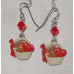 Basket with Teddybear and Heart Handpainted Earrings No. e13063
