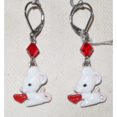 Mus med Hjärta Örhängen nr e14148