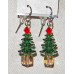 Christmas Tree of Green Crystal Pearls Earrings No. e16258