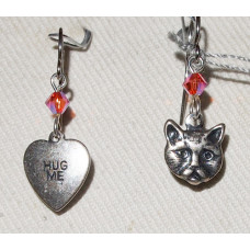 Cat and Heart Earrings No. e17145