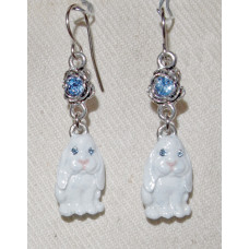 Kanin Vädur Vit Örhängen nr e19004