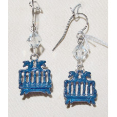 Trädgårdsbänk med Duvor Örhängen nr e19031 - Blå Utemöbel