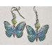 Butterfly in Blue and Green Enamel Earrings No. e19142