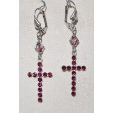 Cross with Amethyst colored Crystals Earrings No. e19150