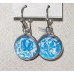 Blomsterkamé Blå Delft Bladmönster Örhängen nr e20044