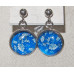 Floral Cameo Blue Delft Leaf pattern Earrings No. e20043