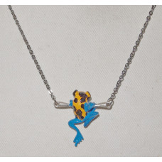 Frog Yellow-banded Poison Dart on branch Necklace No. n16150
