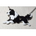 Border Collie Halsband nr 17089 Handmålad Springande med Genombrutet Hjärta