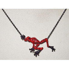 Frog Red and Black Poison Dart Cordhugger Necklace No. n18016