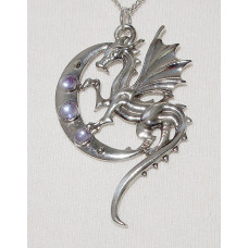 Luna Dragon Hängsmycke för Styrka på Livets Väg - Drake med Måne
