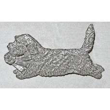 Petit Basset Griffon Vandeen Springande med Prisrosett Brosch nr b15035