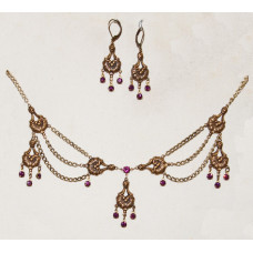 Orientaliska Blomsterkorgar med Ametistfärgade Kristaller Smyckeset nr s05068