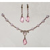 Art Deco Jewelry Set with Pink Crystal and Pearls No. s14024