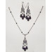Drops in Black Crystal under Ornamented Connector Jewelery Set No. s15006